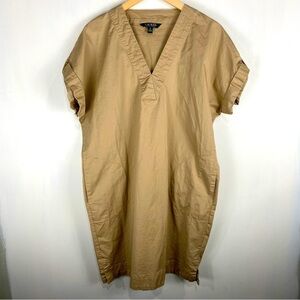 Lauren Ralph Lauren Khaki Cargo Zoo Keeper Safari V-Neck T-Shirt Dress‎ Size 10
